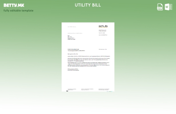 Модерен стил шаблон за збор за сметки за комунални услуги Германија Schufa 1